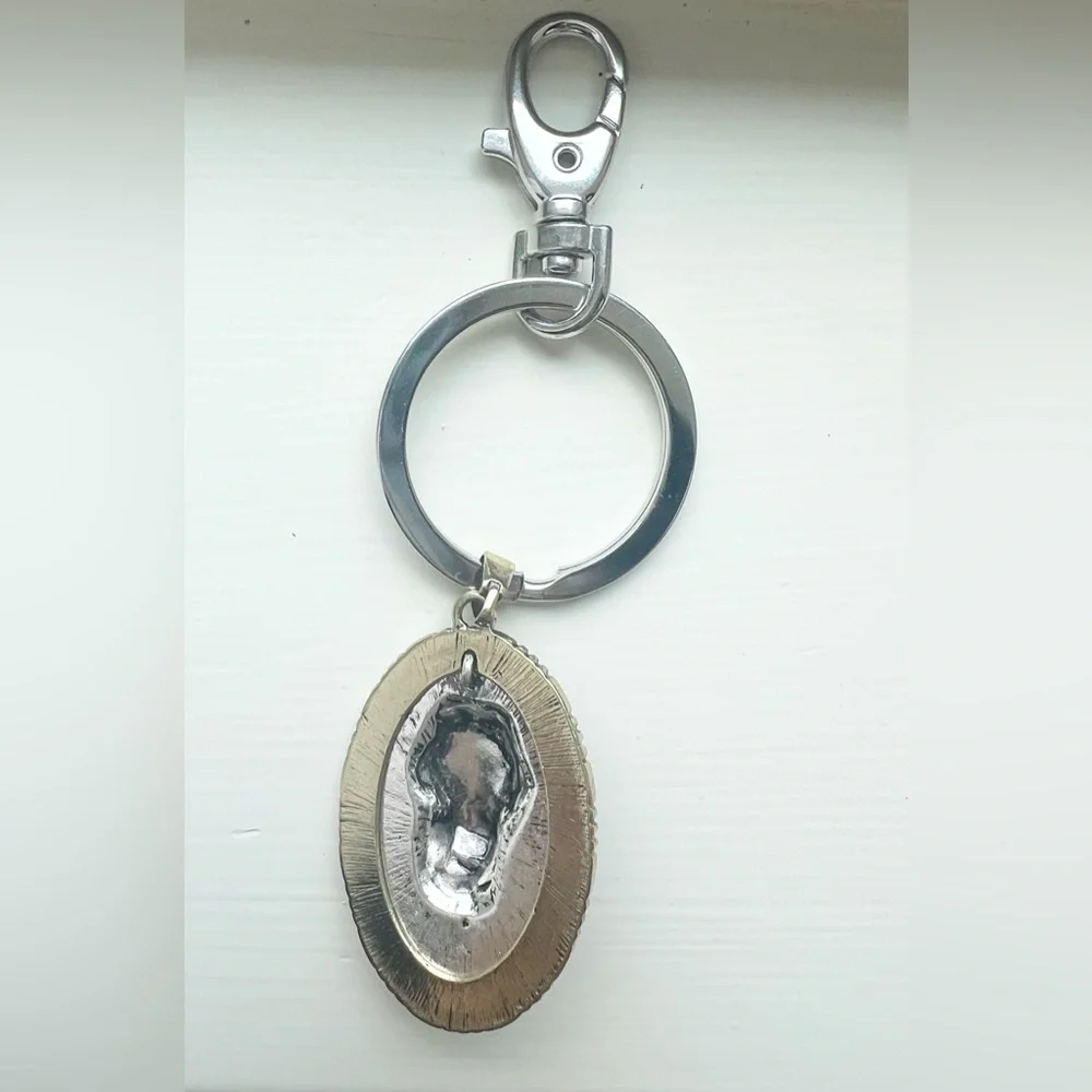 Lion Head Keychain - Silvertone - New!